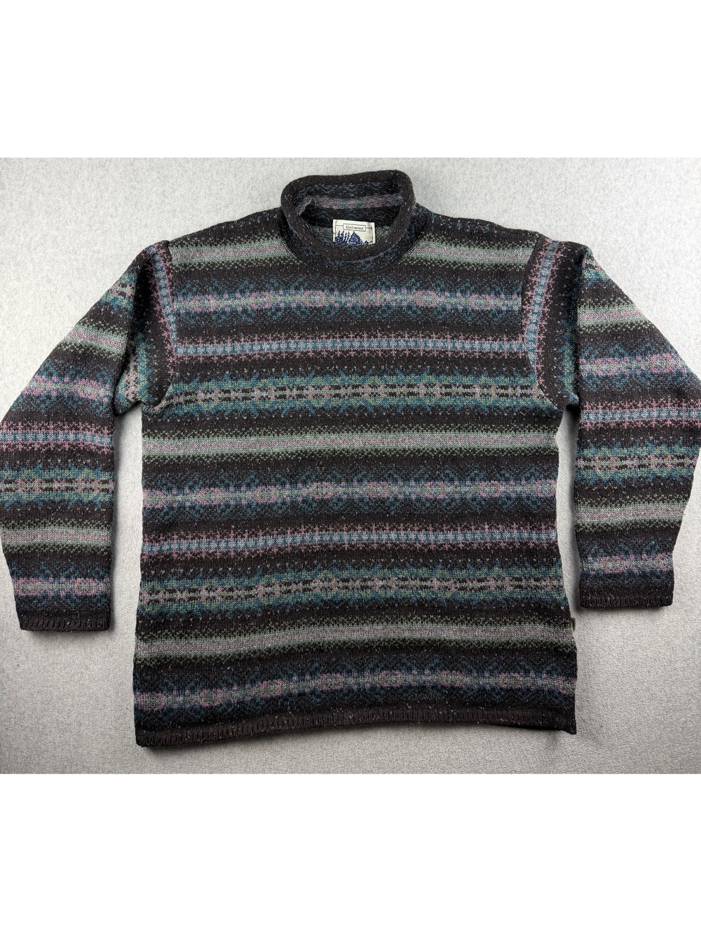 Vintage Quest Fair Isle rollneck Wool Sweater M Nordic Fisherman 90s
